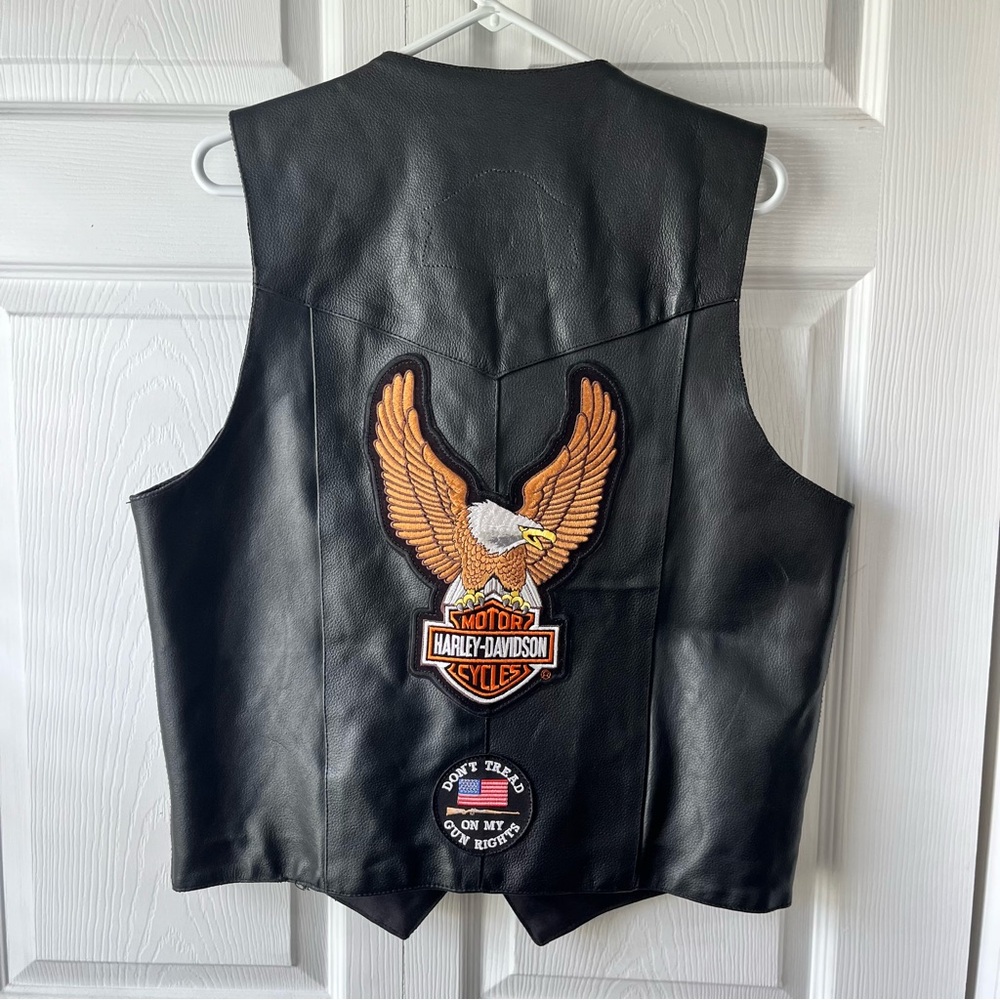 Harley-Davidson Black Leather Vest with Eagle Patch
